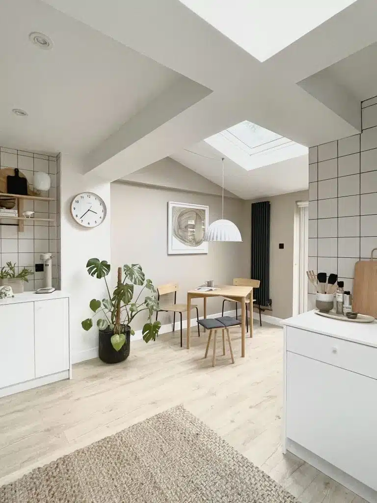 a room filled with furniture and a fireplace