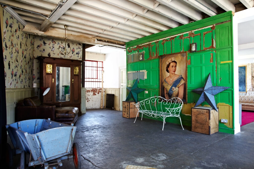 a room filled with furniture and a house