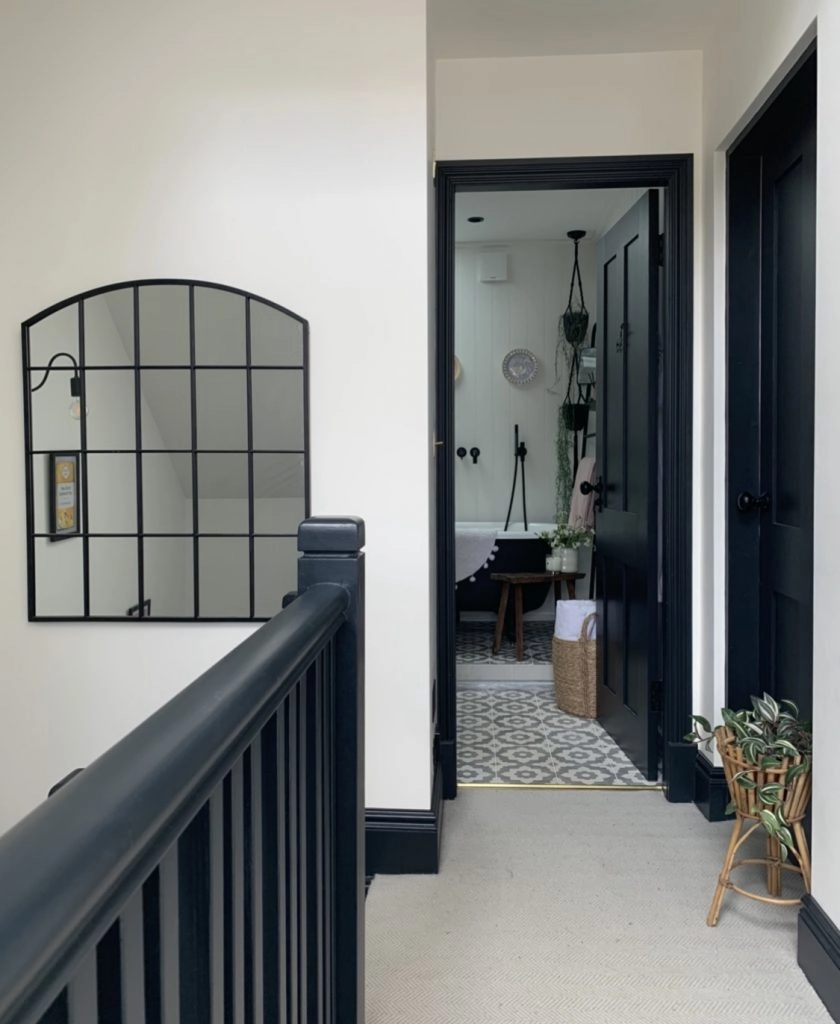 a room that has a glass door