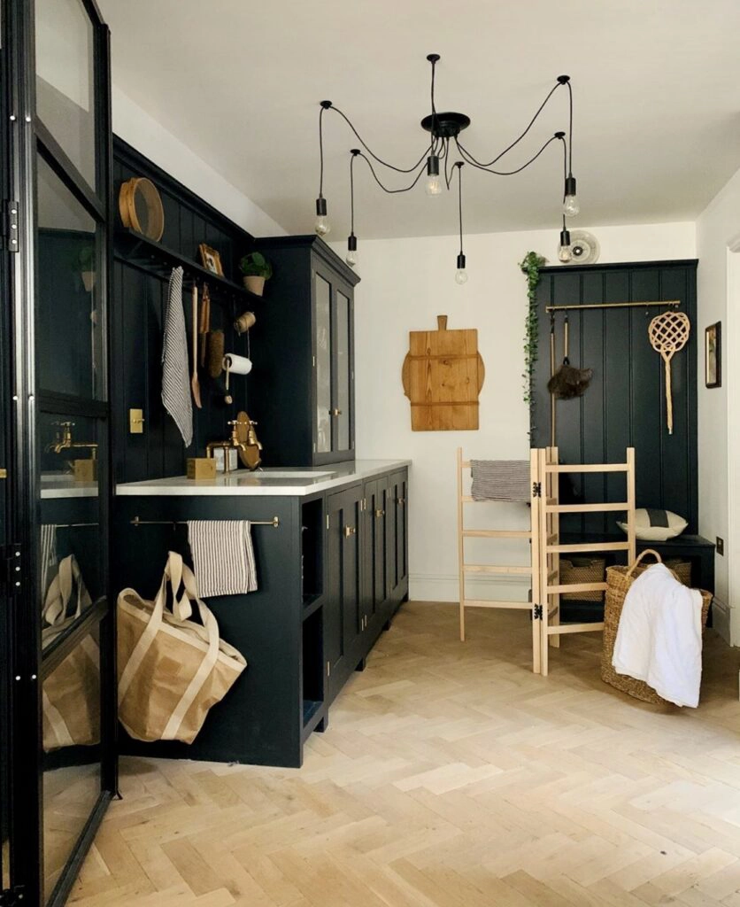 a room filled with furniture and a fireplace