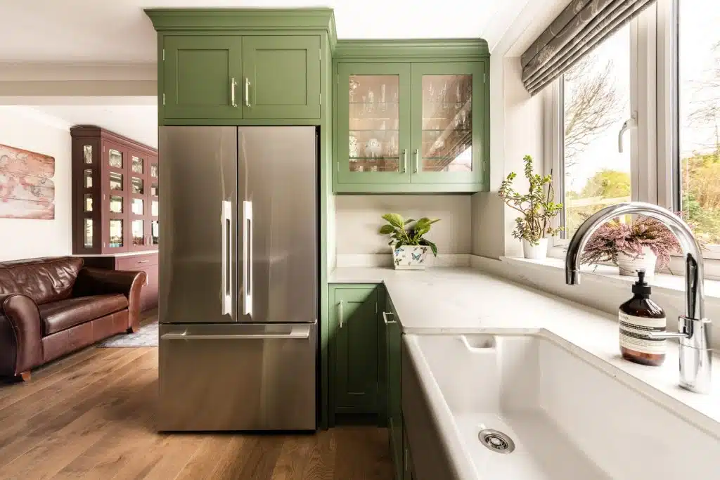 a kitchen with a sink and a window