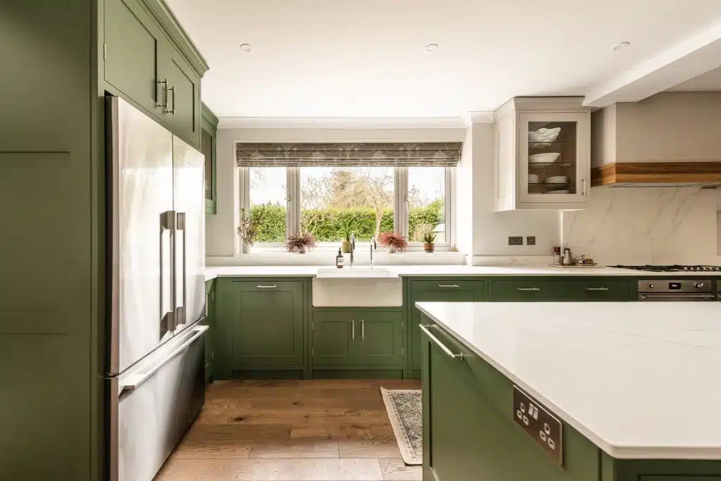 a kitchen with a sink and a window