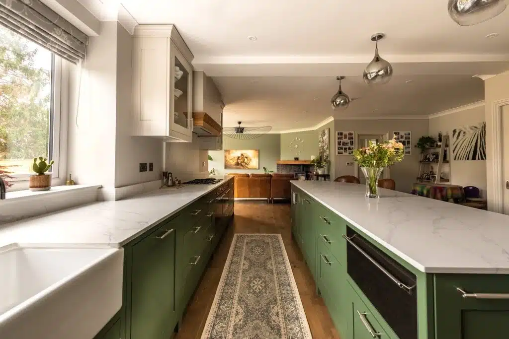 a kitchen with a sink and a window